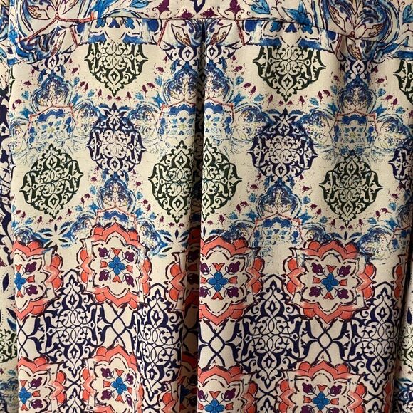 DR2 Paisley Hi Lo Split Neck Peasant Boho Blouse XL - Picture 8 of 13